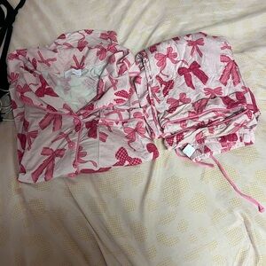Pink Lily Pink Bow Print Pajama Set